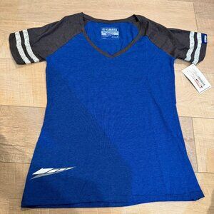 YAMAHA WOMENS BLUE V NECK SOFT T SHIRT NEW SMALL